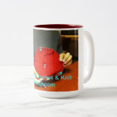 一口、かぎ針編み及びニット ツートーンマグカップ (正面右)