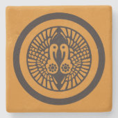 一向一揆門日本の氏ダークグレーブラウン ストーンコースター (正面)