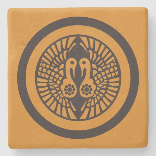 一向一揆門日本の氏ダークグレーブラウン ストーンコースター (正面)