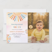 一周忌・1歳の誕生日記念の招待状 - ファーストトリップアラウンドザサン 招待状 (正面)