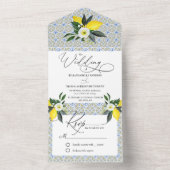 一地中海のつの結婚招待状でレモン オールインワン招待状 (内側)