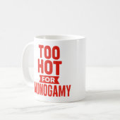 一夫一婦制マグカップには暑すぎる、ポリアモリープライド コーヒーマグカップ (正面左)