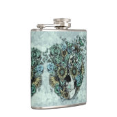 一定した、淡いブルーの蝶スカル フラスク (右)