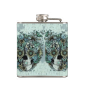 一定した、淡いブルーの蝶スカル フラスク (裏面)