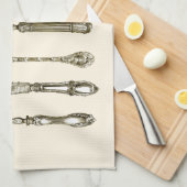 一定のさまざまで旧式なナイフを食事するヴィンテージの食事用器具類 キッチンタオル (四つ折り)