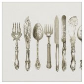 一定の生地を食事するヴィンテージの食事用器具類 ファブリック (クローズアップ)