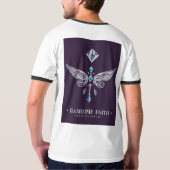 一対の羽を持つ様式化された羽エレガント羽 Tシャツ (裏面フル)