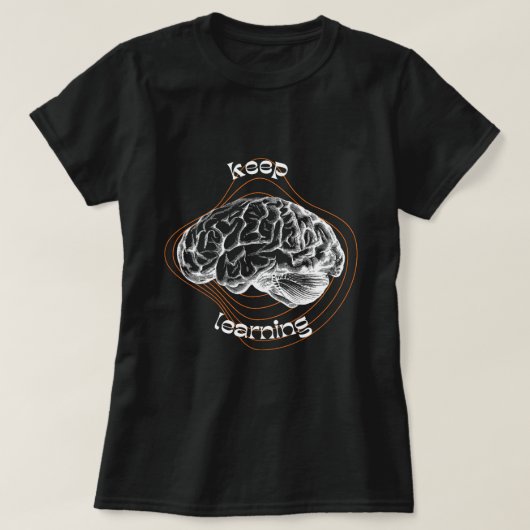 一層学ぶ大胆な黒Tシャツ Tシャツ (デザイン正面)