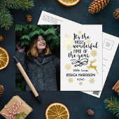 一年で最も素晴らしい時実在間 箔シーズンポストカード