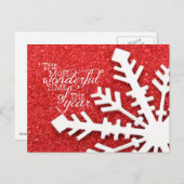 一年で最も素晴らしい時期の赤いクリスマス シーズンポストカード (正面/裏面)