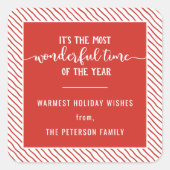 一年で最も素晴らしい時間の赤い休日 スクエアシール (正面)