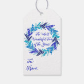 一年で最も素晴らしい時間の青いクリスマス ギフトタグ (裏面)