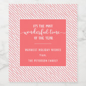 一年で最も素晴らしい時間ピンクのホリデーワイン ワインラベル (シングルラベル)