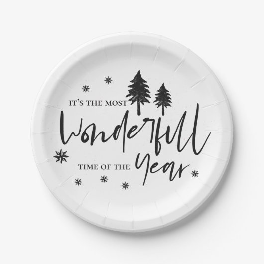 一年で最も素晴らしい時間ブラッククリスマス ペーパープレート (正面)