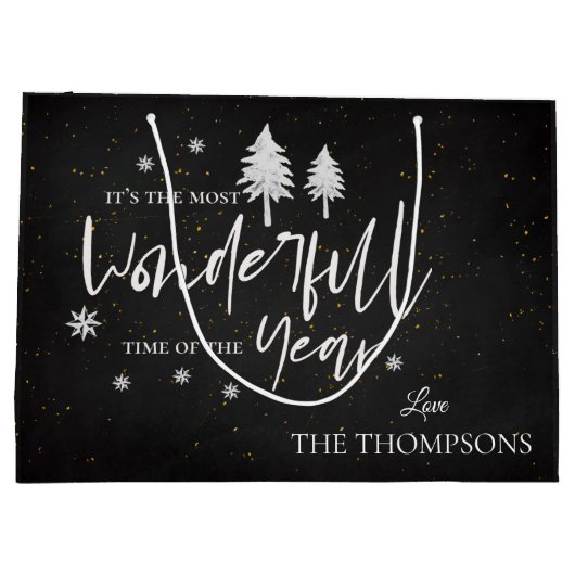 一年で最も素晴らしい時間ブラッククリスマス ラージペーパーバッグ (裏面)