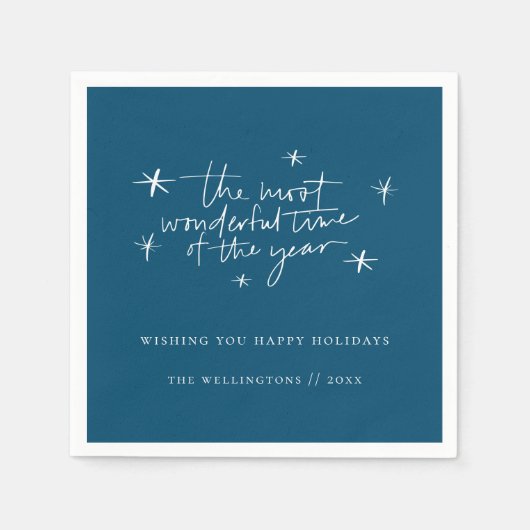 一年で最も素晴らしい時間ブルーホリデー スタンダードカクテルナプキン (正面)