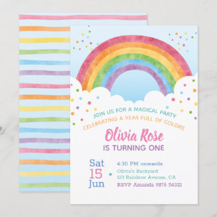 一年の色彩豊かさ Rainbow First誕生日の請求 招待状