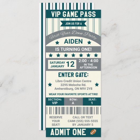 一年下!サッカーチケット誕生日 招待状 (正面/裏面)