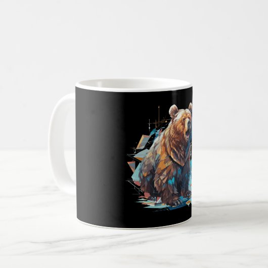 一年中の多角形のグリのクマのマグカップ コーヒーマグカップ (正面左)