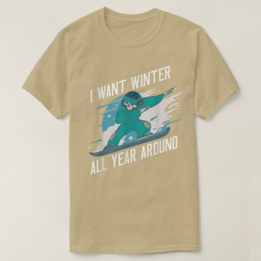 一年中冬が欲しいのまわりにスノーボード Tシャツ (デザイン正面)