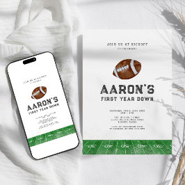 一年生のダウン、フットボール　ファーストバースデー 招待状