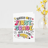 一年級に気をつけろ！新学期がやってくる カード (黄色い花)