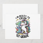 一年級の学校生活をスタートするユニコーンの準備ができた 招待状 (正面/裏面)