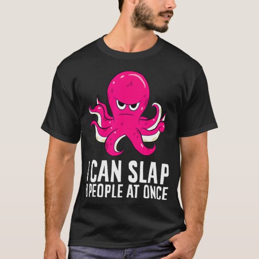 一度おもしろいに8人叩くことができるタコ Tシャツ (正面)