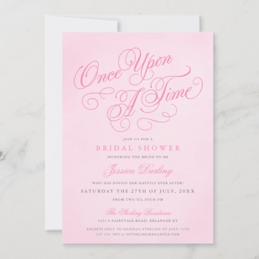 一度だけピンクオンザタイムブライダルシャワー招待状 招待状 (正面)