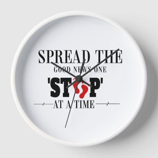 一度に一歩進む：良いニュースを広める 壁時計 (正面)