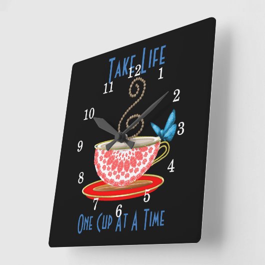 一度に1杯の茶を飲む スクエア壁時計 (傾斜)