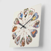 一度に12ハート型フォトクリームサビ スクエア壁時計 (傾斜)