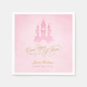 一度のおとぎ話の城の女の子の赤ちゃんシャワー スタンダードカクテルナプキン (正面)