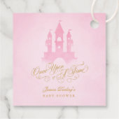 一度のおとぎ話の城の女の子の赤ちゃんシャワー フェイバータグ (裏面)