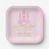一度のおとぎ話の城の女の子の赤ちゃんシャワー ペーパープレート (正面)