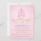 一度のおとぎ話の城の女の子の赤ちゃんシャワー 招待状 (正面)