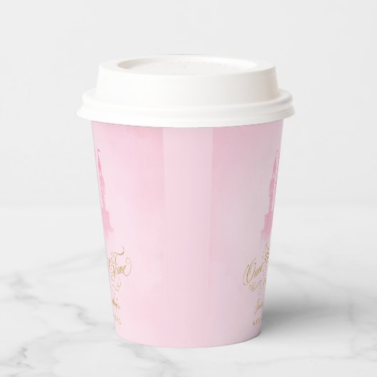 一度のおとぎ話の城の女の子の赤ちゃんシャワー 紙コップ (左)