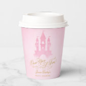 一度のおとぎ話の城の女の子の赤ちゃんシャワー 紙コップ (裏面)