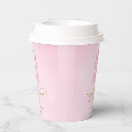 一度のおとぎ話の城の女の子の赤ちゃんシャワー 紙コップ (右)