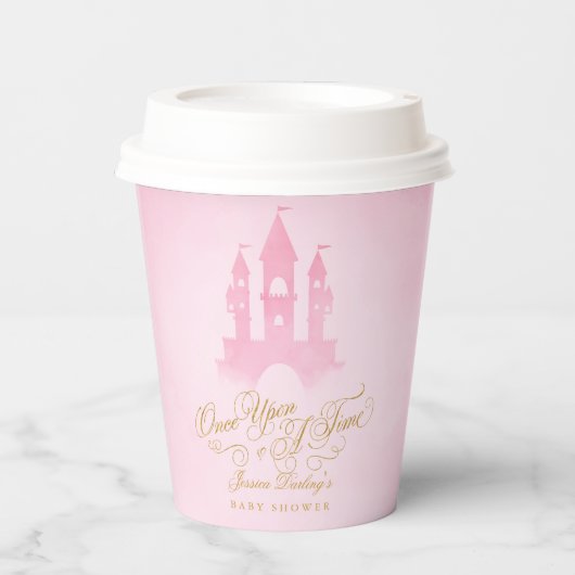 一度のおとぎ話の城の女の子の赤ちゃんシャワー 紙コップ (正面)