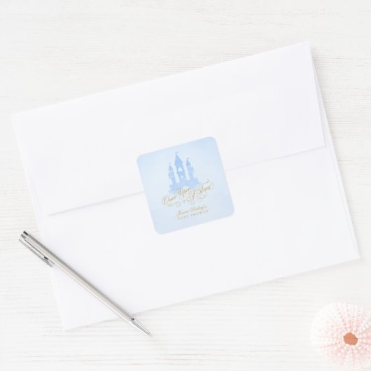 一度のおとぎ話の城の男の子の赤ちゃんシャワー スクエアシール (封筒)