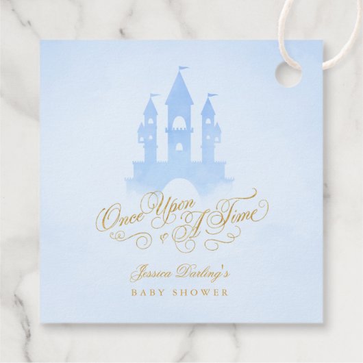 一度のおとぎ話の城の男の子の赤ちゃんシャワー フェイバータグ (裏面)