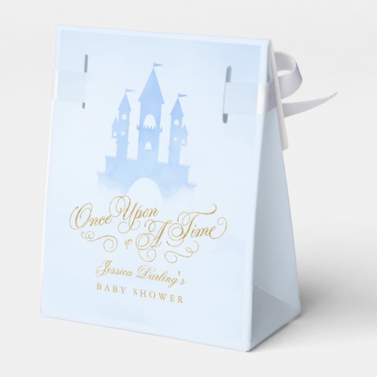 一度のおとぎ話の城の男の子の赤ちゃんシャワー フェイバーボックス (裏面サイド)