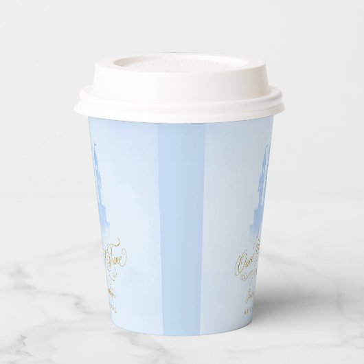 一度のおとぎ話の城の男の子の赤ちゃんシャワー 紙コップ (左)