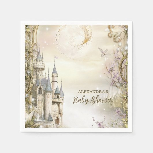 一度のおとぎ話の城の赤ちゃんシャワー スタンダードカクテルナプキン (正面)