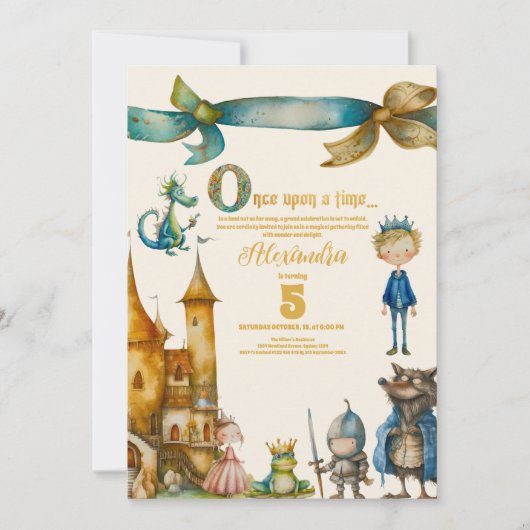 一度のおとぎ話の城の赤ちゃんシャワー 招待状 (正面)