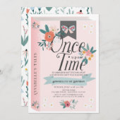 一度のタイムピンクフローラガール1st誕生日 招待状 (正面/裏面)