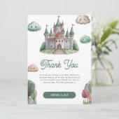 一度の時間にグリーンキャッスルパステル赤ちゃんシャワー サンキューカード (スタンド正面)