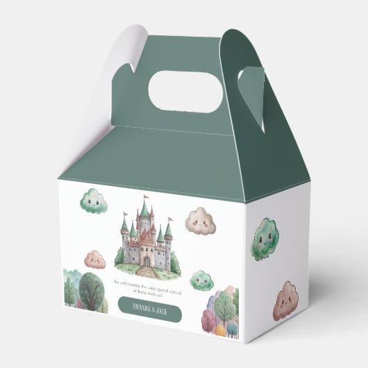 一度の時間にグリーンキャッスルパステル赤ちゃんシャワー フェイバーボックス (裏面サイド)