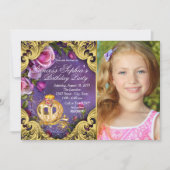 一度の時間のおとぎ話のプリンセス誕生日パーティー 招待状 (正面)